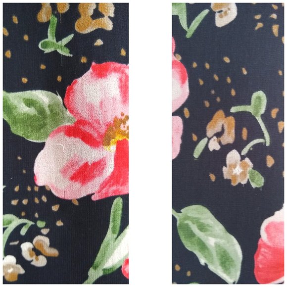 Cabi 5220 Cold Shoulder Navy Fairy Tale Floral Ruffled Lined Blouse Style M - Picture 7 of 8